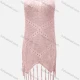 Wholesale Women's Vacation Plain Crochet Hollow Out Tassel Hem Cami Cover Up Dress X89# 525# Clothing Wholesale Market Liuhua