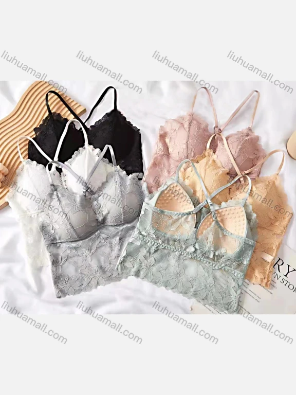 Wholesale Women's Plain Embroidery Lace Trim Paded Bra