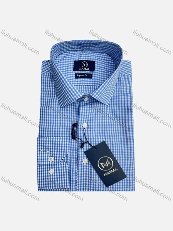 Wholesale Gingham Business Wear For Men Classic Pointed Collar Long Sleeved #35