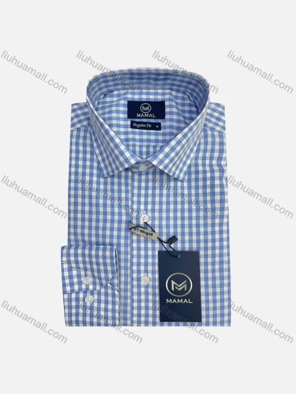 Wholesale Gingham Business Wear For Men Classic Pointed Collar Long Sleeved #66
