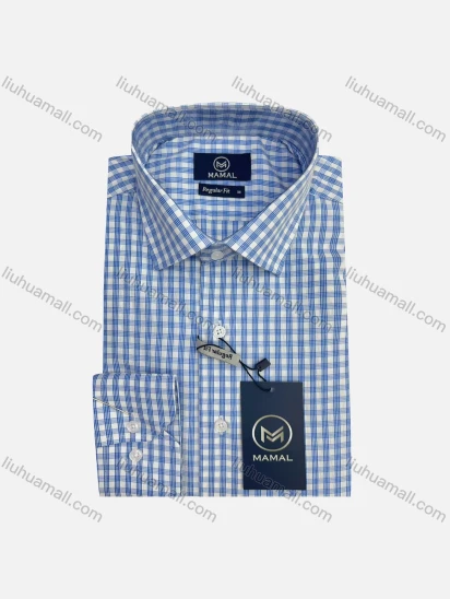 Wholesale Gingham Business Wear For Men Classic Pointed Collar Long Sleeved #66