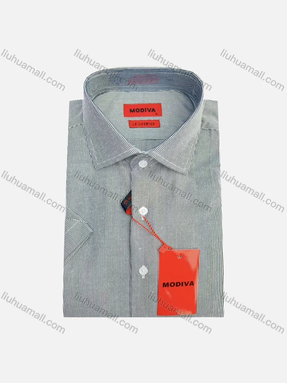 Wholesale Striped Business Wear For Men Classic Pointed Collar Short Sleeved #82