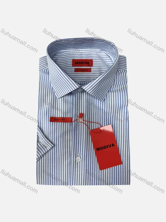 Wholesale Striped Business Wear For Men Classic Pointed Collar Short Sleeved #CT14