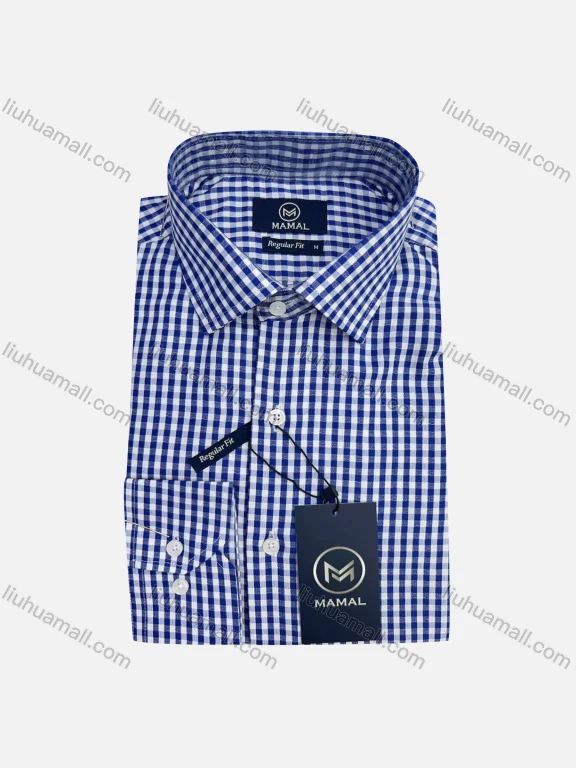 Wholesale Gingham Business Wear For Men Classic Pointed Collar Long Sleeved #CT14