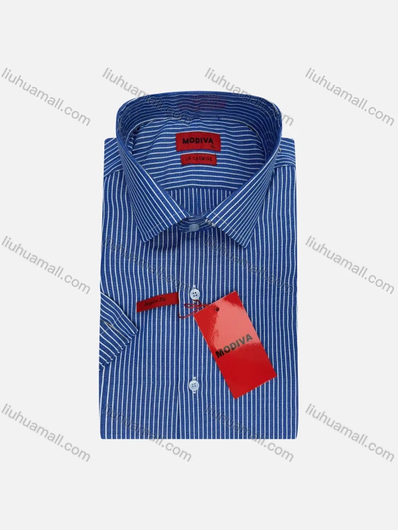 Wholesale Striped Business Wear For Men Classic Pointed Collar Short Sleeved #CT8