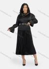 Wholesale Women's Casual Poet Sleeve Blouse With Belt & Pleated Skirt 2-Piece Set 9148-1# - Liuhuamall