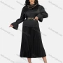 Wholesale Women's Casual Poet Sleeve Blouse With Belt & Pleated Skirt 2-Piece Set 9148-1# preview