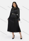Wholesale Women's Casual Poet Sleeve Blouse With Belt & Pleated Skirt 2-Piece Set 9148-1# - Liuhuamall