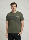 Wholesale Stylish Military - Green T - Shirt w/Diag Stripes! Loose, Durable for Resale/Bulk Order Now - Liuhuamall
