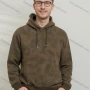 Wholesale Brown Long Sleeve Hoodie w/ Abstract Art Print & Drawstring Hood. Minimalist Streetwear preview