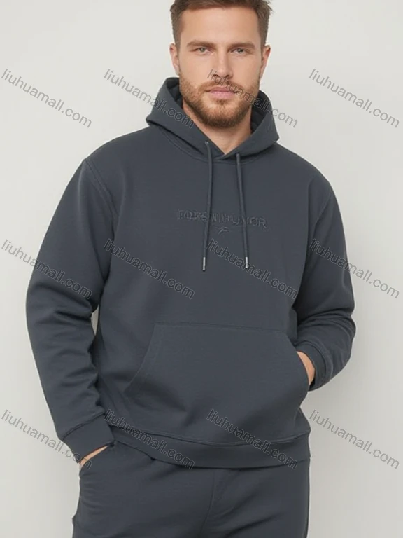 Wholesale Black Long Sleeve Hoodie w/ Drawstring Hood & Small Front Pocket. Minimalist Streetwear