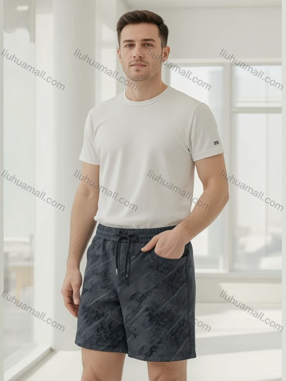 Wholesale Abstract Brushstroke Shorts, Drawstring Waist Side Pockets Loose Fit Casual Sportswear Bulk