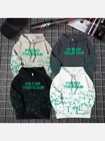 Wholesale Men's Casual Letter Print Drawstring Long Sleeve Hoodie, LIUHUA CLOTHING WHOLESALE