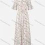 Wholesale Women's Casual Crew Neck Trumpet Sleeve Floral Print Ruffle Trim Button Front Maxi Dress preview