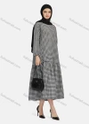 Wholesale Women's Casual Plaid Print Long Sleeve Ruffle Hem Midi Dress 1309# - Liuhuamall