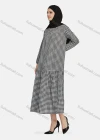 Wholesale Women's Casual Plaid Print Long Sleeve Ruffle Hem Midi Dress 1309# - Liuhuamall