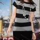 Wholesale Women's Casual Crew Neck Striped Colorblock Short Sleeve Mid Length Sweater Top 1045# Gray Clothing Wholesale Market Liuhua