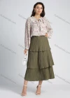 Wholesale Women's Chiffon Allover Floral Print Lantern Sleeve Tie Neck Ruffle Trim Blouse - Liuhuamall