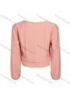 Wholesale Women's Casual Tie Neck Button Front Long Sleeve Crop Blouse - Liuhuamall