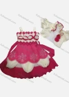 Wholesale Girls Lovely 3D Floral Rhinestone Appliques Ruched Tiered Ruffle Trim Cami Dress With Short Sleeve Crop Cardigan - Liuhuamall