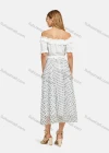 Wholesale Women's Elastic Waist Polka Dot Ruffle Hem Maxi Skirt - Liuhuamall
