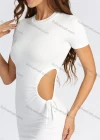 Wholesale Women's Sexy Short Sleeve Plain Cutout Bodycon Club Mini Dress - Liuhuamall