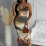 Wholesale Women's Sexy Graphic Halter Cut Out Maxi Dress D093346X# preview