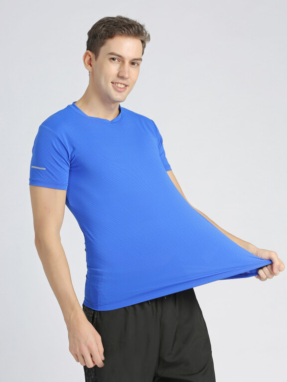 Men's Sporty Crew Neck Short Sleeve Plain Quick-dry Breathable Athletic T-shirt, Clothing Wholesale Market -LIUHUA, Activewear