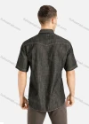 Wholesale Men's Casual Plain Short Sleeve Button Front Denim Shirt - Liuhuamall