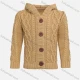 Wholesale Kids Wool Long Sleeve Hooded Button Front Cable Knit Sweater Cardigan Khaki Clothing Wholesale Market Liuhua