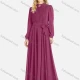 Wholesale Women's Plain Tie Front Zipper Back Long Sleeve Mock Neck Maxi Dress 2# Clothing Wholesale Market Liuhua