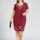 Women's Plus Size Casual Crew Neck Short Sleeve Embroidery Knee Length Dress 4# Clothing Wholesale Market -LIUHUA