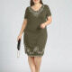 Women's Plus Size Casual Crew Neck Short Sleeve Embroidery Knee Length Dress 7# Clothing Wholesale Market -LIUHUA