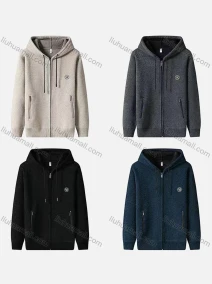 Wholesale Men's Plain Zip-Up Hooded Sweetshirt With Zip Pockets & Fleece Lined, LIUHUA CLOTHING WHOLESALE