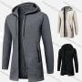 Wholesale Men's Zip-Up Thermal Mid Length Plain Hooded Fleece Jacket With Zipper Pockets preview