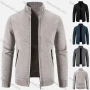 Wholesale Men's Zip-Up Plain Stand Collar Fleece Jacket with Zipper Pockets preview
