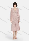 Wholesale Women's Casual Allover Print Button Front Long Sleeve Ruffle Hem Midi Dress - Liuhuamall