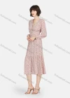 Wholesale Women's Casual Allover Print Button Front Long Sleeve Ruffle Hem Midi Dress - Liuhuamall