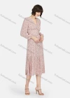 Wholesale Women's Casual Allover Print Button Front Long Sleeve Ruffle Hem Midi Dress - Liuhuamall