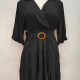 Women's Casual Turn-down Collar Wrap Belted Layered Ruffle Hem Midi Dress 10# Clothing Wholesale Market -LIUHUA