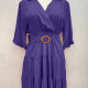Women's Casual Turn-down Collar Wrap Belted Layered Ruffle Hem Midi Dress 13# Clothing Wholesale Market -LIUHUA