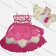 Wholesale Girls Lovely 3D Floral Rhinestone Appliques Ruched Tiered Ruffle Trim Cami Dress With Short Sleeve Crop Cardigan 9# Clothing Wholesale Market Liuhua