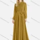 Wholesale Women's Plain Tie Front Zipper Back Long Sleeve Mock Neck Maxi Dress 4# Clothing Wholesale Market Liuhua