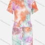 Wholesale Women's Casual Tie Dye Round Neck Short Sleeve T Shirt & Drawstring Shorts 2 Piece Sets preview