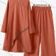 Wholesale Sequin Round Neck Long Sleeve Blouse & Wide Leg Pants Two-Piece Set | Women Abaya Suit Cadmium Orange Clothing Wholesale Market Liuhua