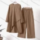 Wholesale Sequin Round Neck Long Sleeve Blouse & Wide Leg Pants Two-Piece Set | Women Abaya Suit Camel Clothing Wholesale Market Liuhua