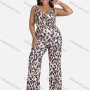 Wholesale Women's Casual Tie Front Leopard Shirred Cami Top & Pants 2-piece Set preview