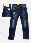 Wholesale Boys Zipper Pockets Frayed Patched Labelled Embroidered Letter Plain Jean 02# - Liuhuamall