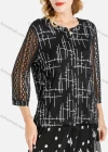 Wholesale Women's Spring Mock Neck 3/4 Sleeve Geo Print Top & Ditsy Godet Hem Midi Skirt Set - Liuhuamall