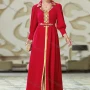 Wholesale Women's Elegant Muslim Islamic Plain Rhinestone Button Decor Embroidered Split Front Robe Dress BA3108# preview